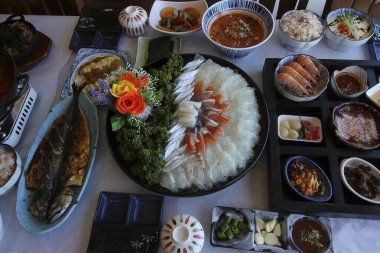 Lezzetli Asya mutfağının yakın görüntüsü