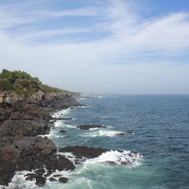 Hint okyanusunda kayalık sahil ve okyanus