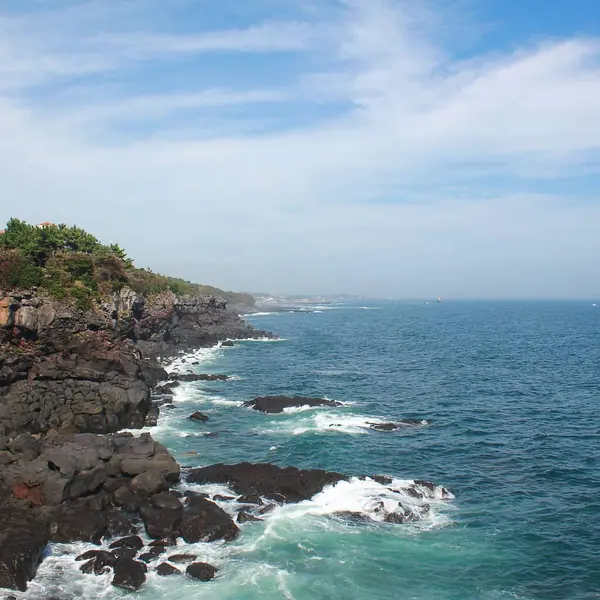 Hint okyanusunda kayalık sahil ve okyanus