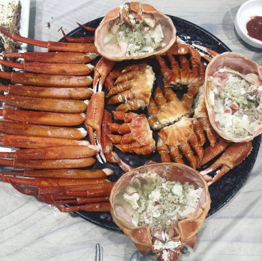 Lezzetli deniz ürünlerinin yakın görüntüsü