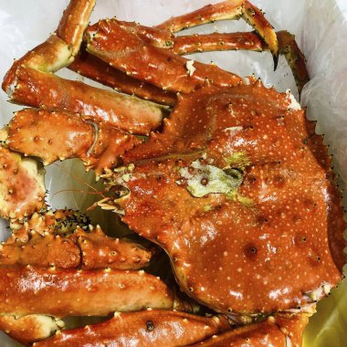 Yakın plan. Lezzetli yengeç manzaralı.