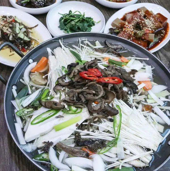 Lezzetli Asya yemek arkaplanının yakın görüntüsü