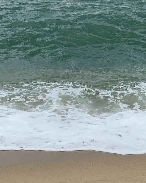 Sahilde dalgalar ve deniz köpüğü