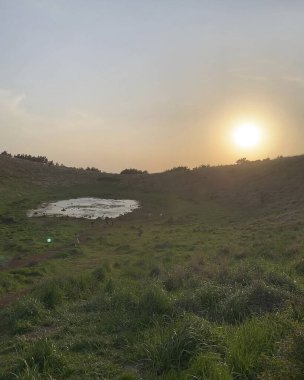 Tarlada güzel bir gün batımı