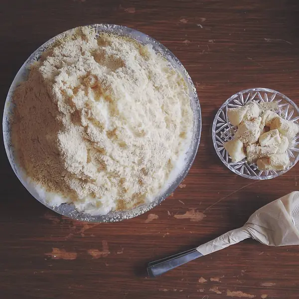 Ev yapımı kek, üst görünüm.