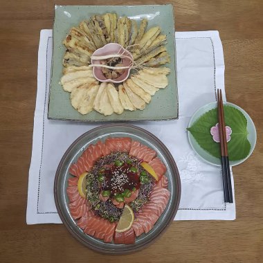 Lezzetli Asya mutfağının yakın görüntüsü