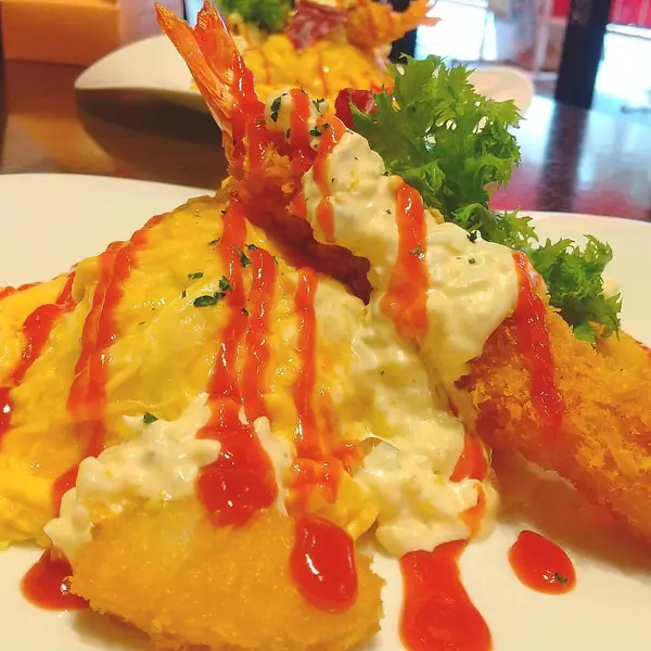 Lezzetli Asya yemeklerinin yakın görüntüsü