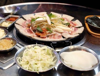 Lezzetli Asya mutfağının yakın görüntüsü