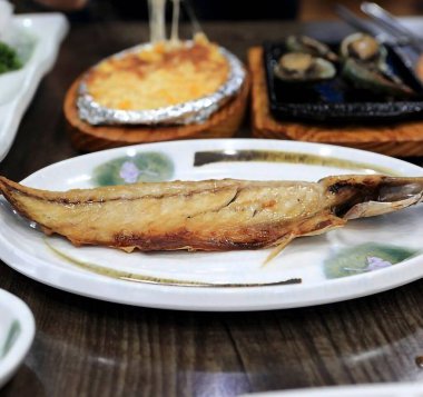 Lezzetli Asya yemeklerinin yakın görüntüsü