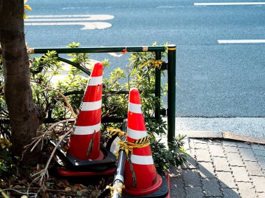 Trafik konisi yolda.