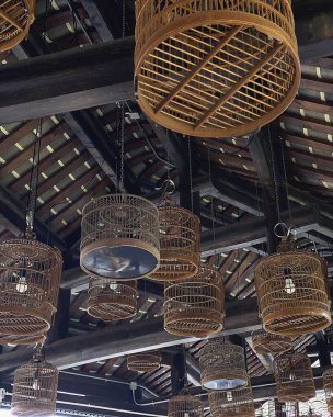 asılı ahşap tavan bambu bambuyla.