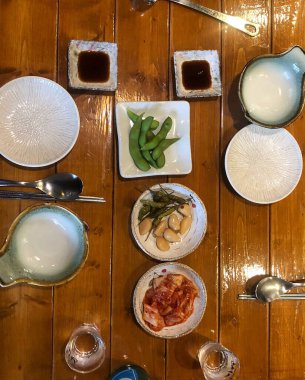 Geleneksel Kore yemeği - pirinç keki,