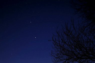 Yıldızlı ve aylı gece gökyüzü