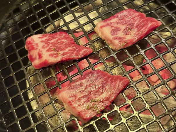 Kömürlü lezzetli yiyeceklerin manzarasını kapat.