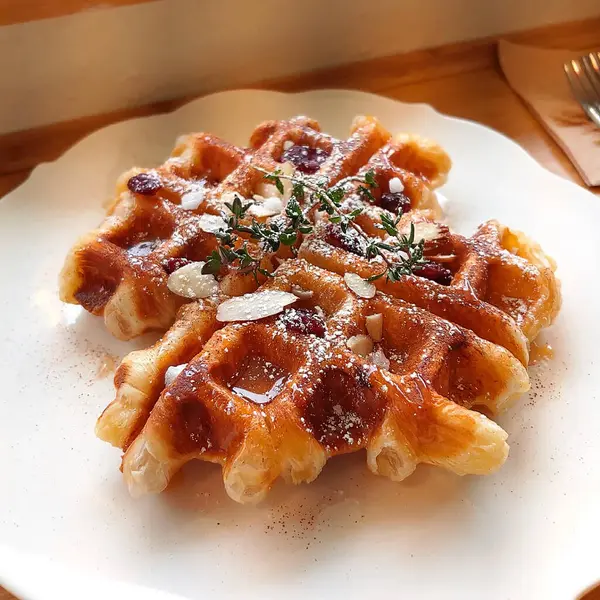 Reçelli waffle ve krem şantili