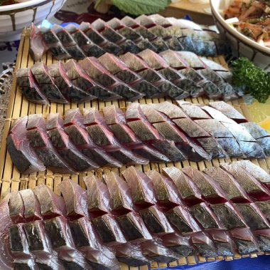 Lezzetli Asya yemeklerinin yakın görüntüsü