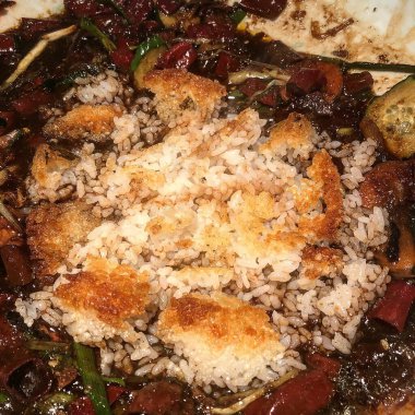 Lezzetli Asya yemeklerinin yakın görüntüsü