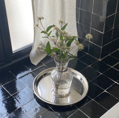 Cam vazoda beyaz çiçekler