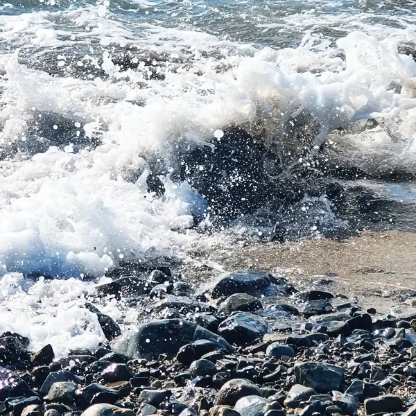 Kumsalda Karadeniz köpüğü dalgası