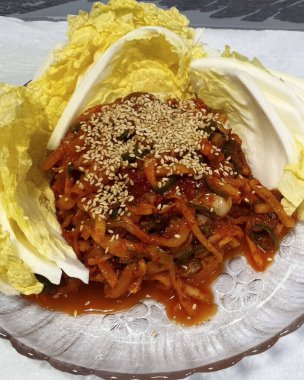 Lezzetli Asya yemeklerinin yakın görüntüsü