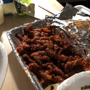 Lezzetli Asya yemeklerinin yakın görüntüsü