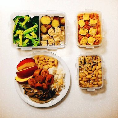 Lezzetli Asya yemeklerinin yakın görüntüsü