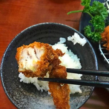 Japonca kızarmış tavuk pilav ile