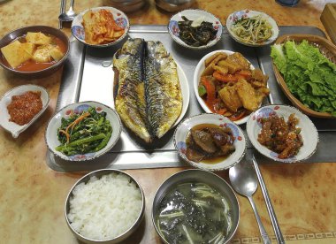 Kore geleneksel yemekleri çeşitli yemekler