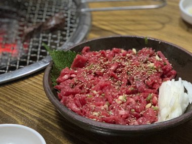 Japonya 'da Japon bifteği yakyaku eti.