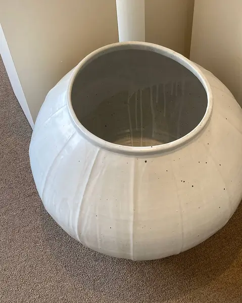 Beyaz arkaplanda boş seramik kase