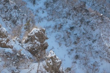 Kışın dağların havadan görünüşü