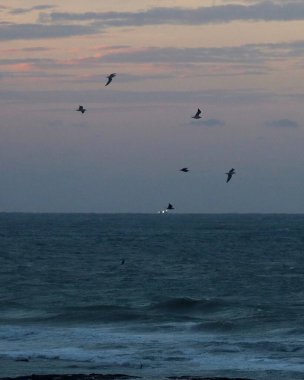 Doğanın arka planında, denizin üzerinde güzel bir gün batımı