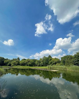 Nehir ve gölü olan güzel bir manzara.
