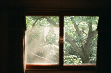 Penceresi ve bir bardak suyu olan güzel bir yer.