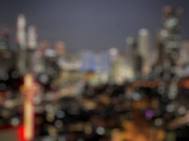 Bulanık şehir ışıkları, gece arkaplanı, Bangkok