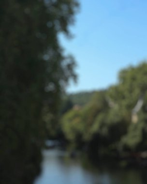 Ormandaki nehrin bulanık arkaplanı