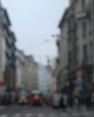 Şehir caddesinde bulanık manzara