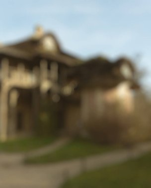 Bokeh ışığı ve gölgesi olan modern binanın bulanık arkaplanı