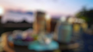 Bokeh resimli soyut bulanık arkaplan restoranı