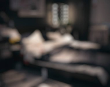 Modern yatak odasının bulanık arka planı