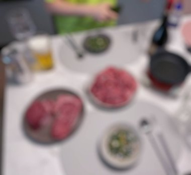 Modern mutfaktaki yiyeceğin soyut arkaplanı