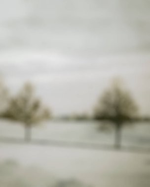 Kış manzarası arka planı, bulanık kar - ağaçlar, soyut kış arkaplanı