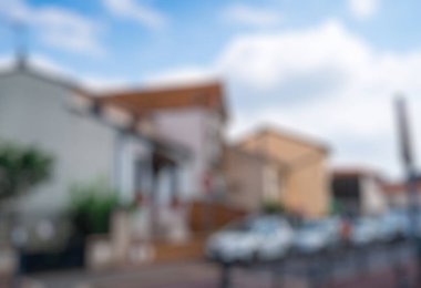 Barselona, İspanya 'da evleri olan sokaklar bulanık