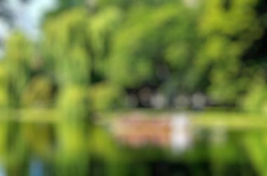 Parktaki güzel nehrin bulanık manzarası