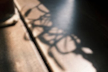 Duvarında şemsiyesi olan bir kadının gölgesi.