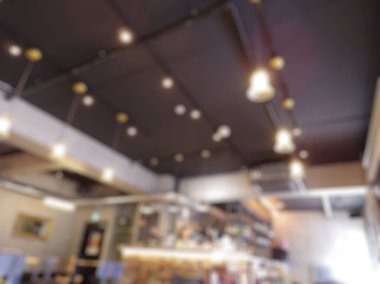 Bokeh geçmişi olan bulanık bir kahve dükkanı.