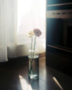 Evin iç kısmının bulanık arkaplanı. metin için bir yeri olan fotoğraf