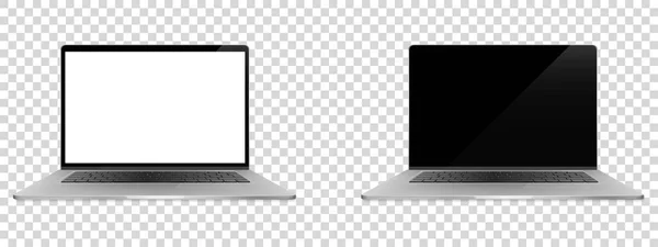 Laptop Rectangular Screen Inserting Images Isolated White Background Dark Aluminium — Stock Vector