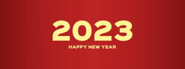 Happy new 2023 year Elegant gold text with light. Minimal text template