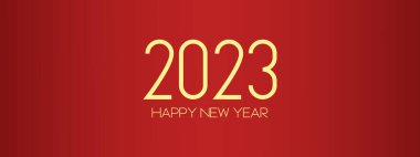 Happy new 2023 year Elegant gold text with light. Minimal text template.